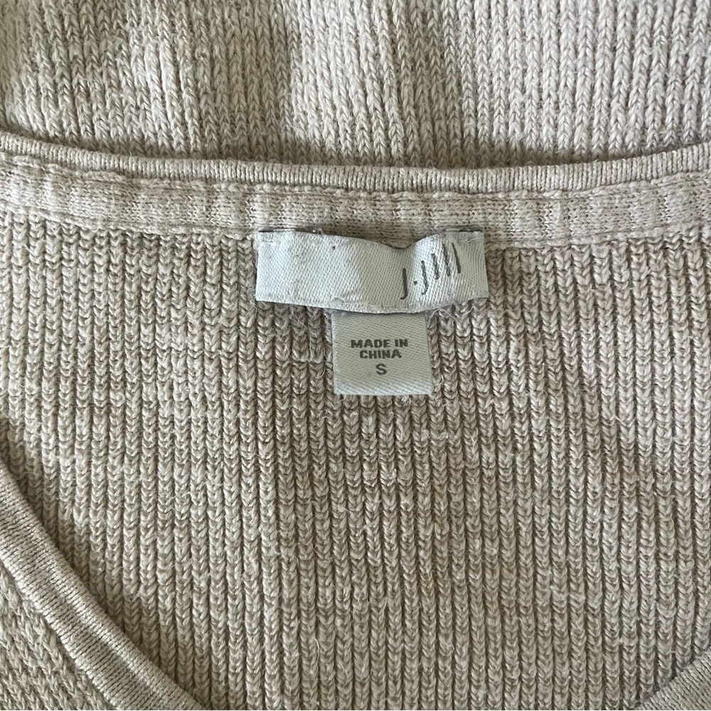 J. Jill Beige Cotton Ribbed Knit Sweater Tunic V-Neck Size Small Casual - Picture 5 of 7